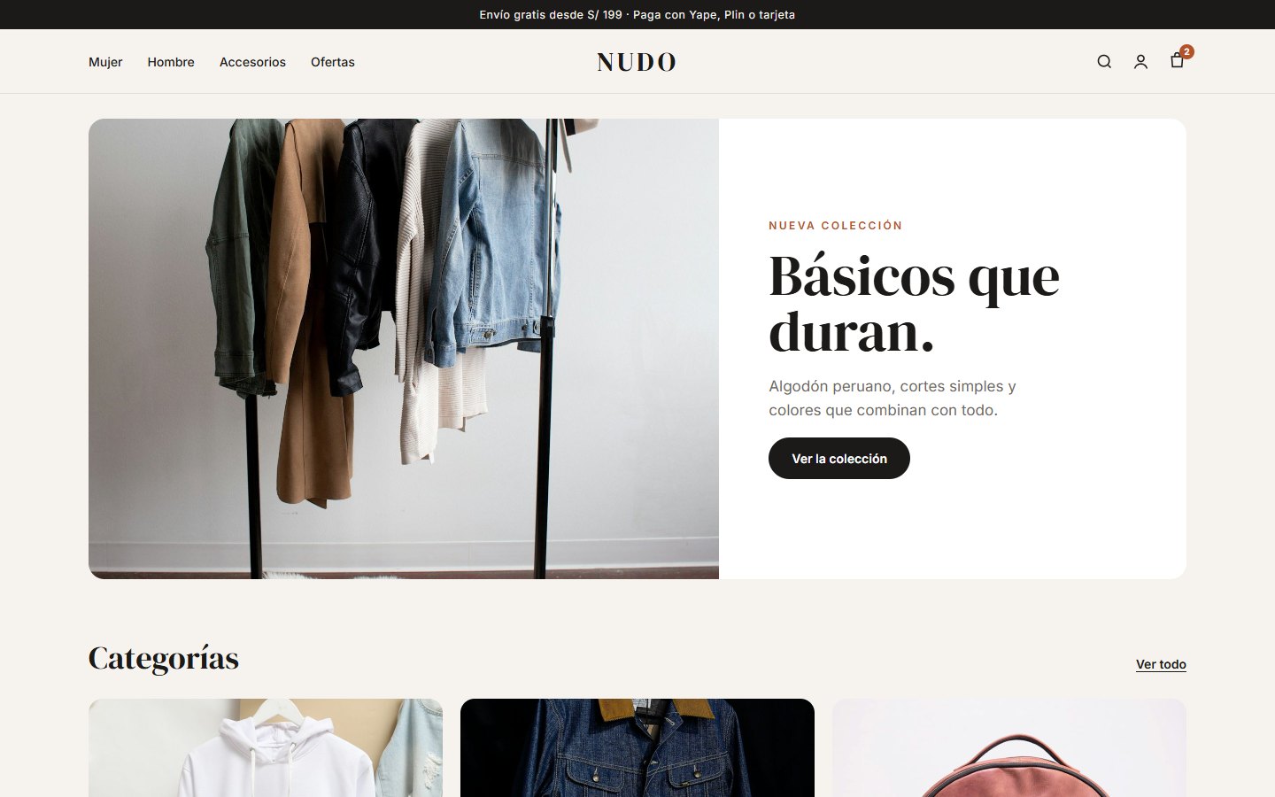 Sitio web de Tienda virtual de ropa