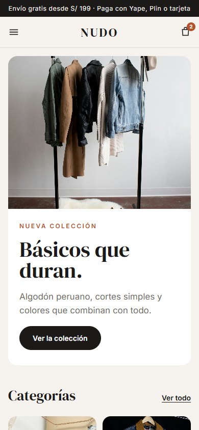 Tienda virtual de ropa en el celular